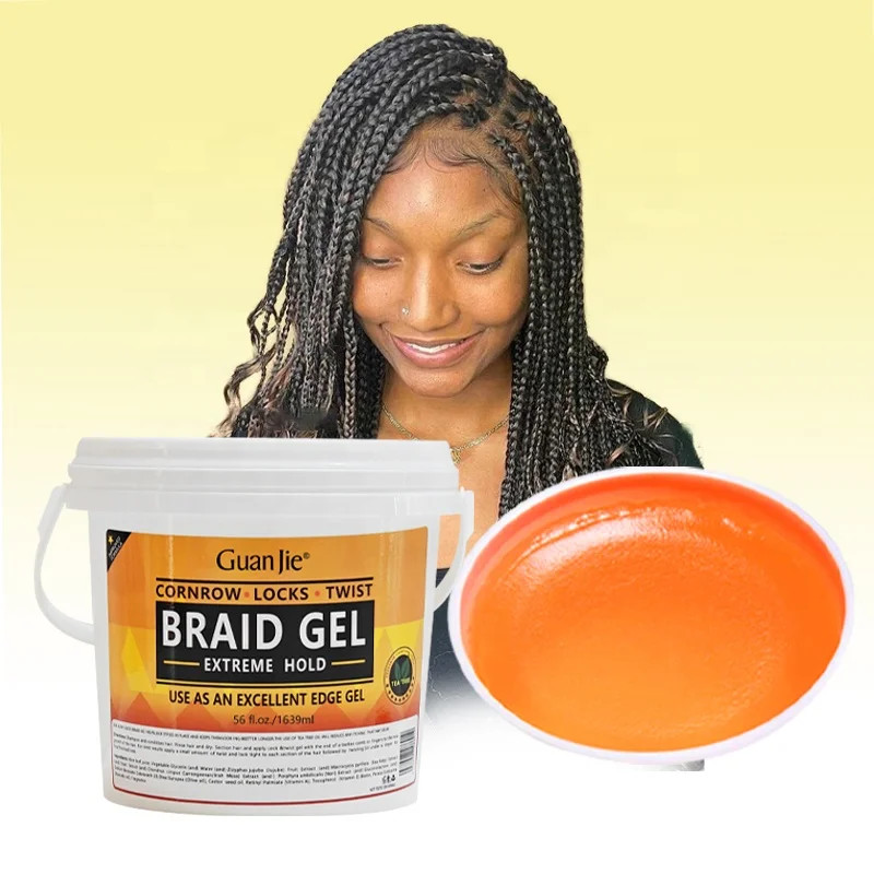 Organic Natural Hair Gel for Braids Gel Edge Control Strong Hold Vegan Herbal Ingredients Flexible Non-Flaking Loc Twist Gel for