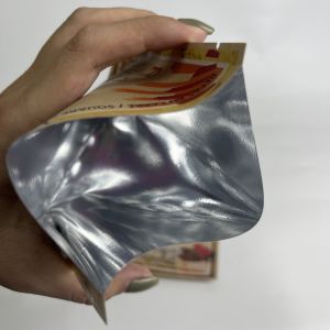 Customized Printing 3 Side Seal Kraft Paper Pouch With Foil Inside For Protein