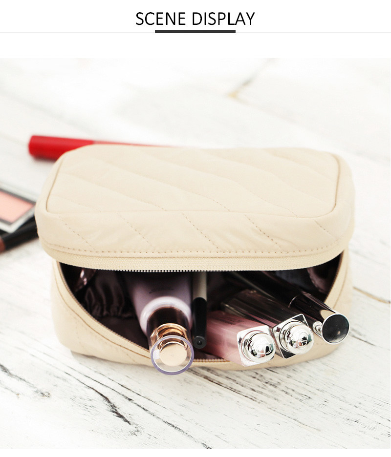 Leather Portable Waterproof Compartments PU Cosmetic Bag