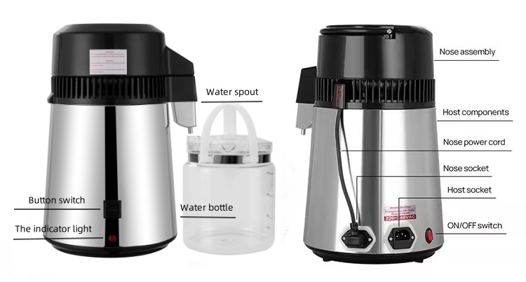 Stainless Steel 4L Dental Water Distiller For Medical/Dental/Homeuse/Laboratory/Beauty