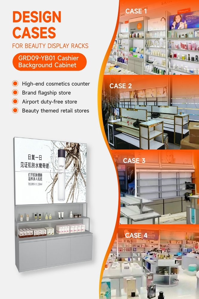 GDR09-YB01 Retail Display Counter with 80mm Soft Film Light Box and LED Light Strips for Cosmetics Retail Stores