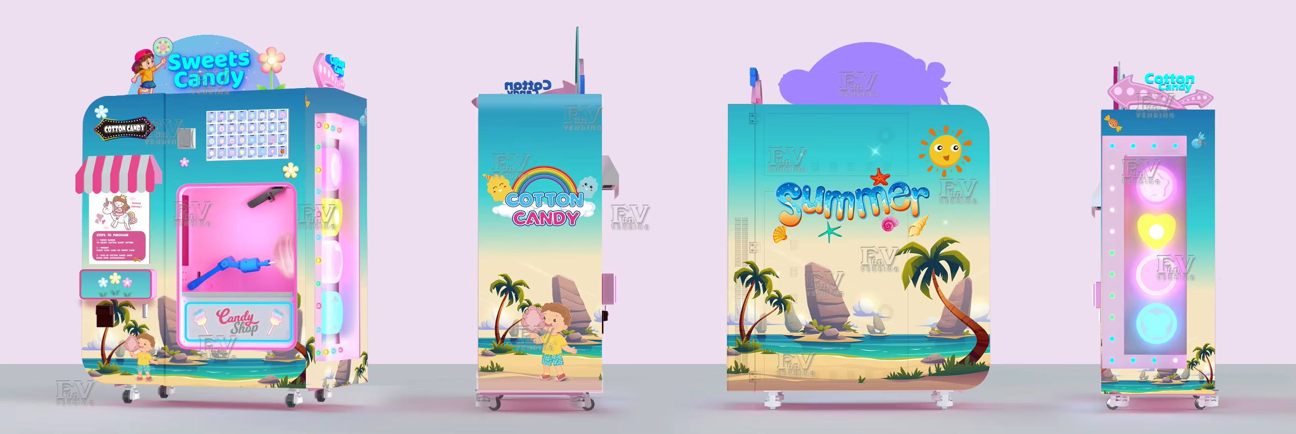 Automatic Cotton Candy Vending Machine Which is totally Automatic and colorful