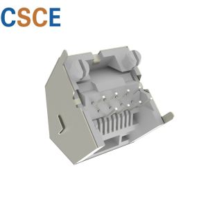 Gray Color Shielded RJ45 Jack Automated Assembly Vertical Type PBT Plastic