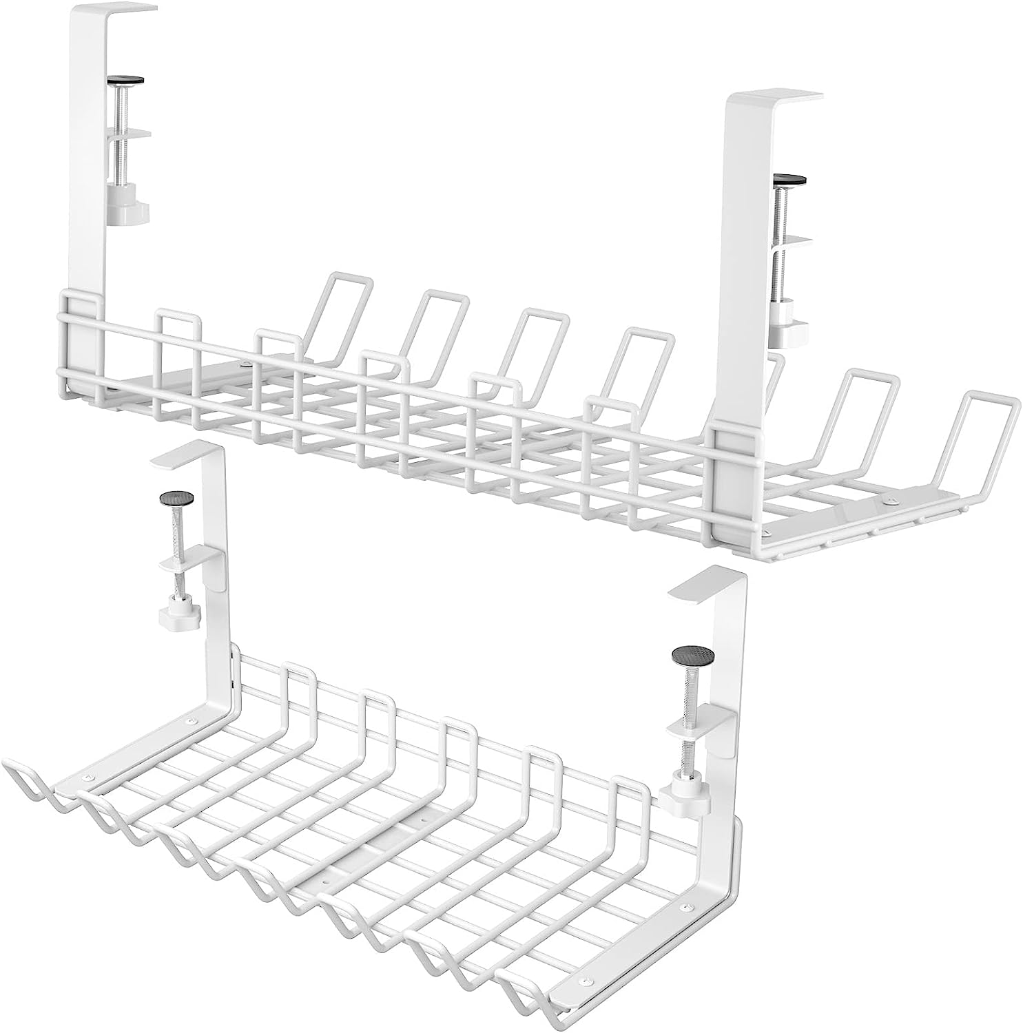 Sturdy Carbon Steel Wire Organizer Tray for No Drilling Under Desk Cable Management