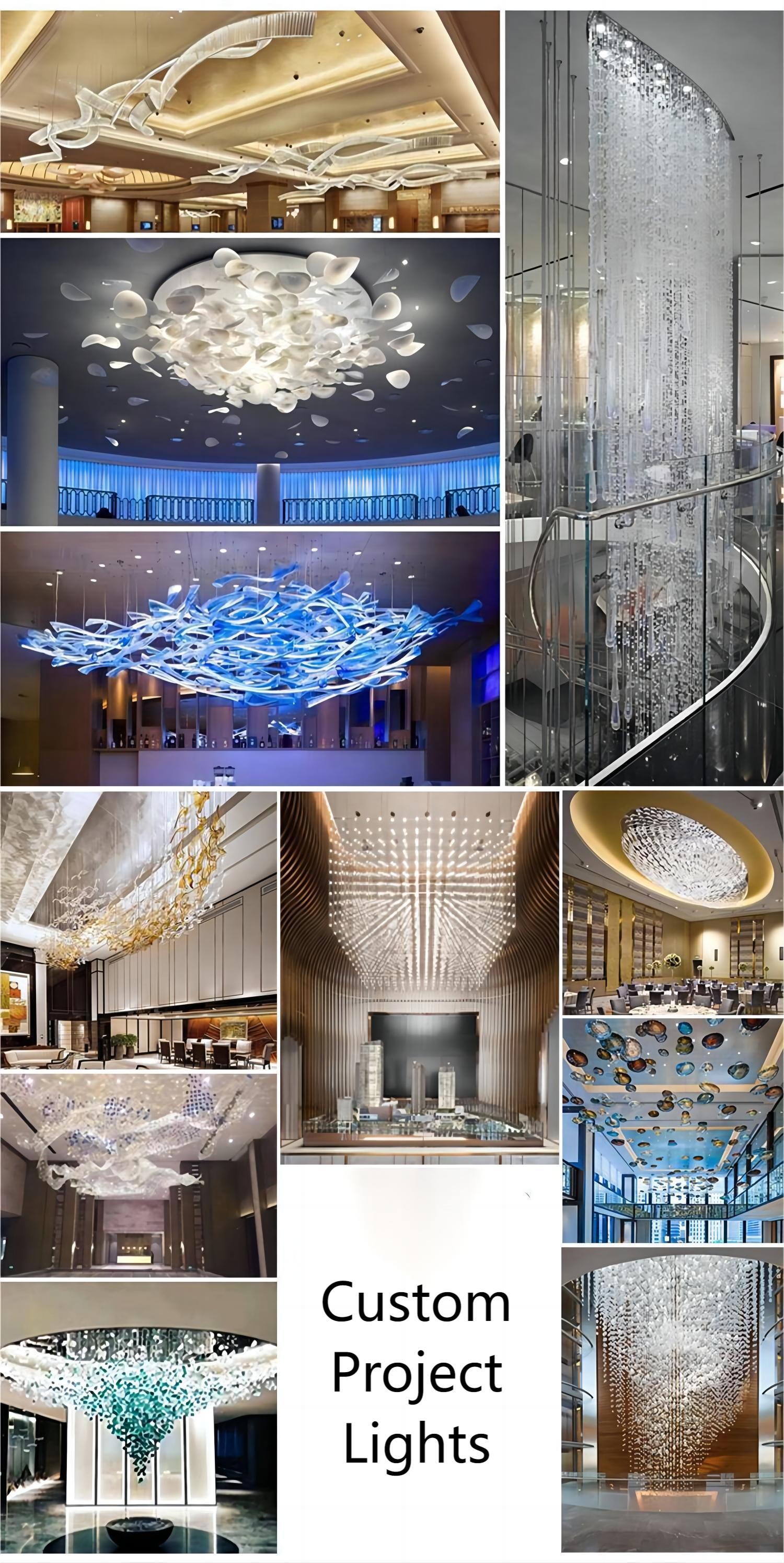 Non Standard Customized Glazed Maple Leaf Chandelier Hotel Banquet Art Decoration Engineering Light