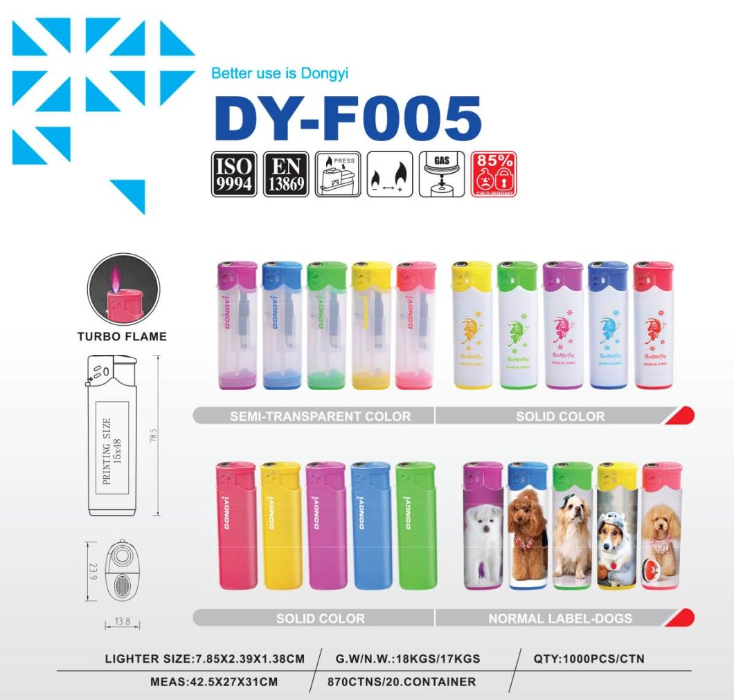 Dongyi Classic High Quality EUR Standard Windproof Gas Lighter Dy-F005