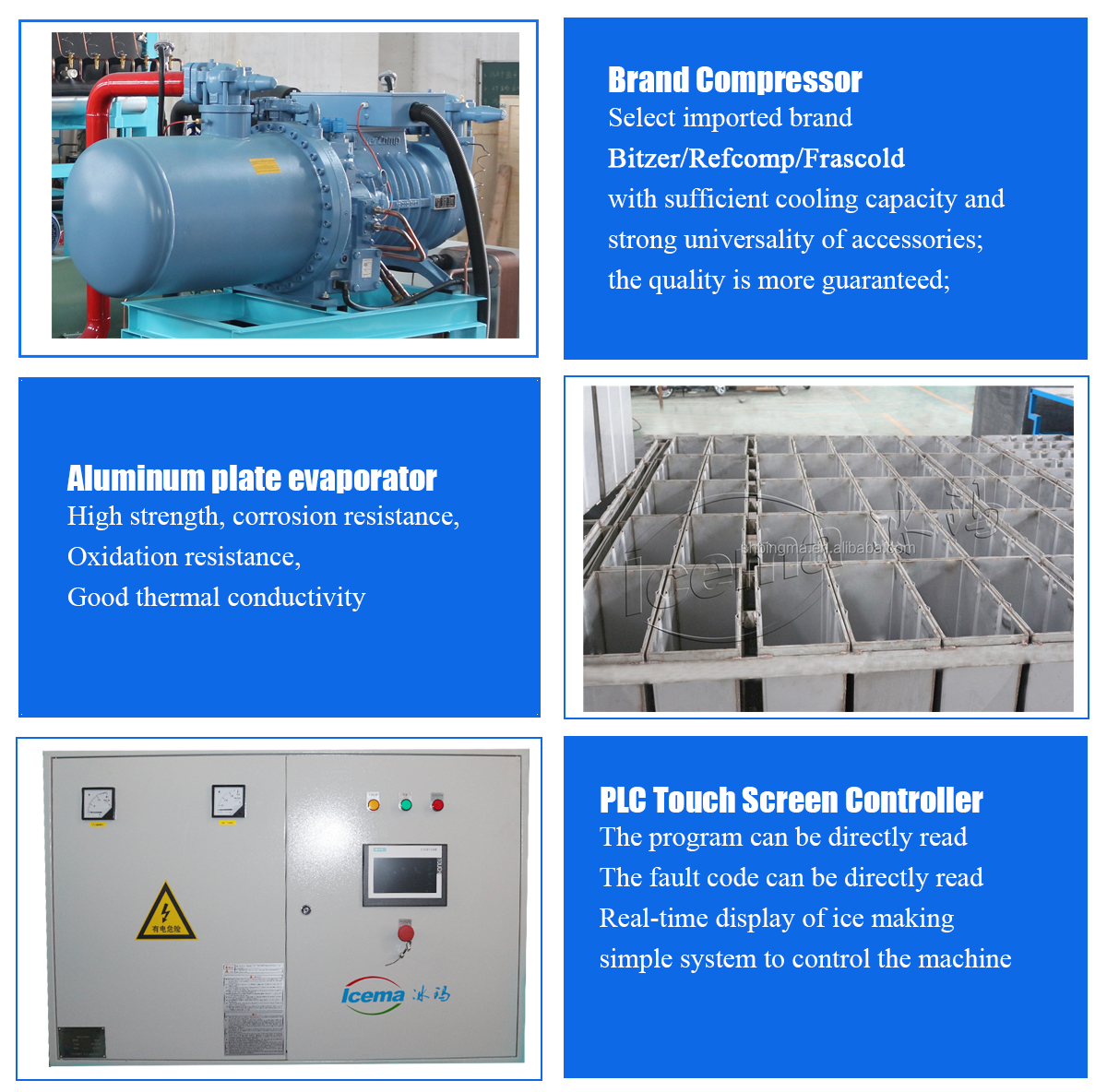 Mini Ice Plant 1 Ton Compact Ice Block Machine with Schneider Electric Components