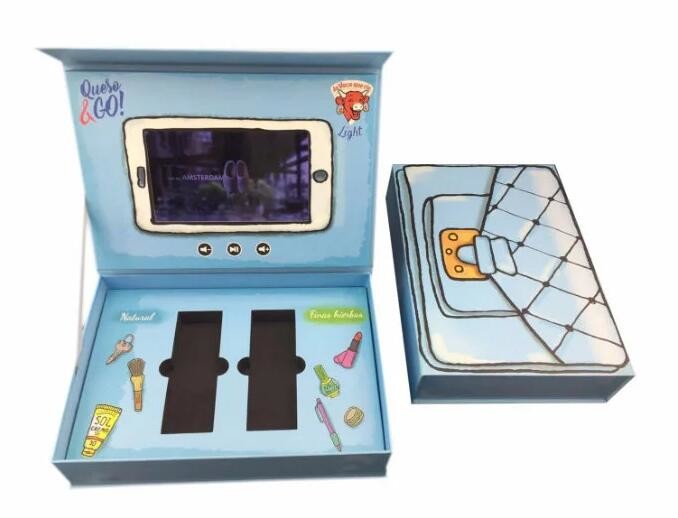 custom 7 inch screen LCD video gift box,innovative video presentation marketing packaging box