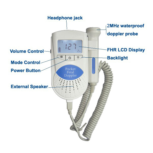 Waterproof Medical Ultrasonic High-Fidelity Sound Portable Baby Heart Monitor Fetal Doppler