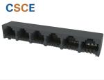 1×6 8P8C Unshielded Plastic RJ45 Modular Socket