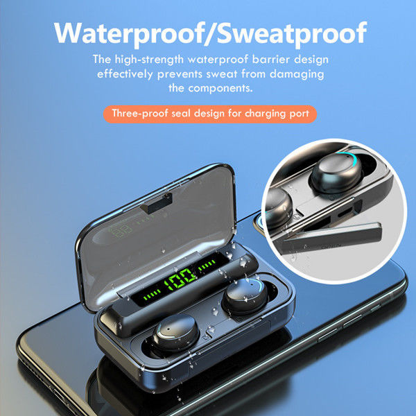 2200mAh TWS Bluetooth Earbuds 5.0 IPX7 Waterproof Mini Bluetooth Headsets