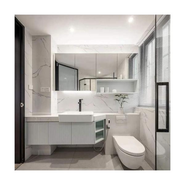 Wooden Wall Mounted Bathroom Cabinet Slab Basin and LED Light Mirror 38-46 inch