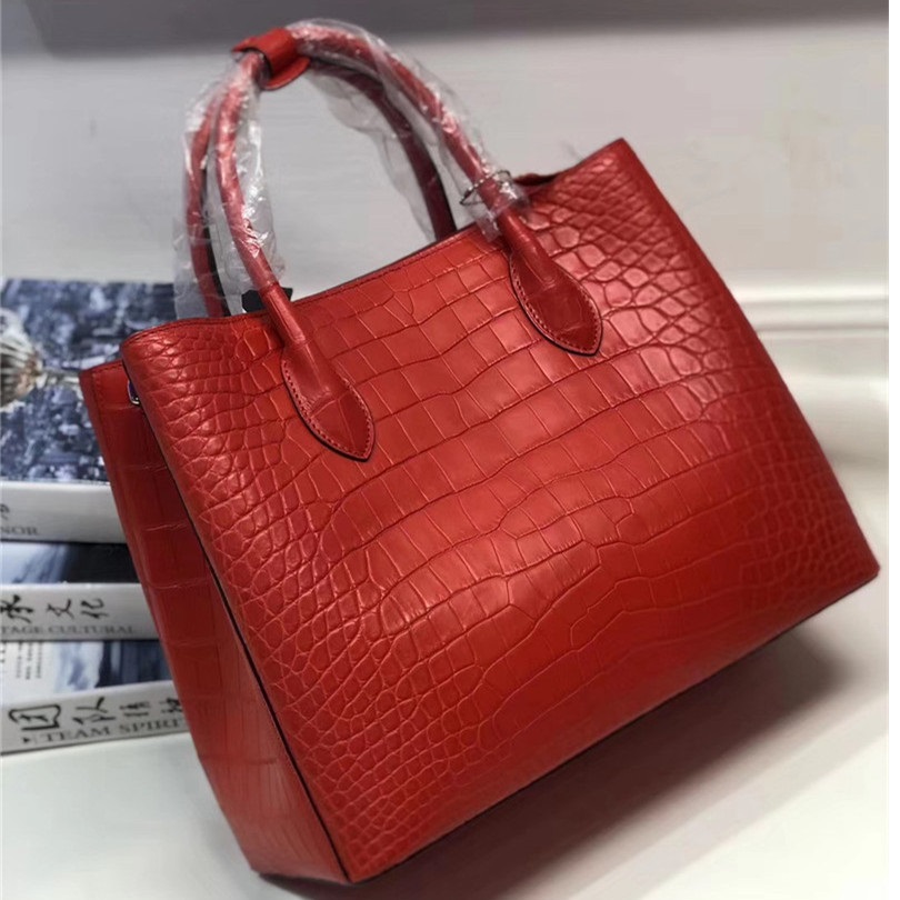 Authentic Real Crocodile Belly Skin Lady Large Purse Genuine Alligator Leather Female Handbag Women Single Shoulder Bag