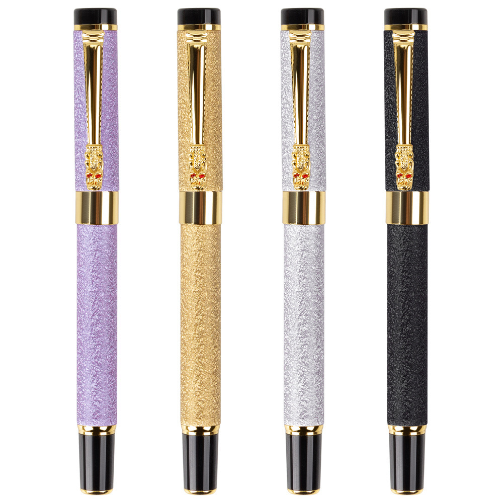 2022 Business Gift Metal Frosted Pole Pen 0.5 Iridium Ink Bag Pen for Writing Design