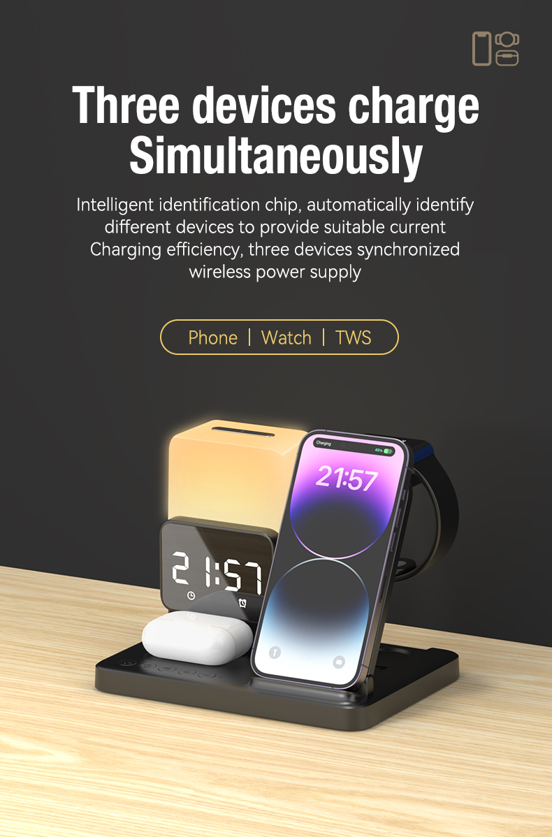ABS PC Material Magnetic Wireless Charger for 6 in 1 Fast Charging and Portable Foldable Design