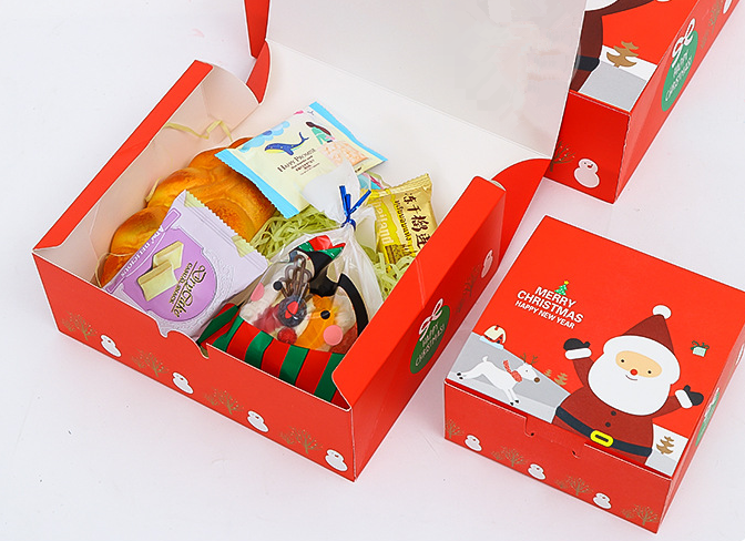 Custom design printing Christmas foldable flat pack gift boxes with portable bags