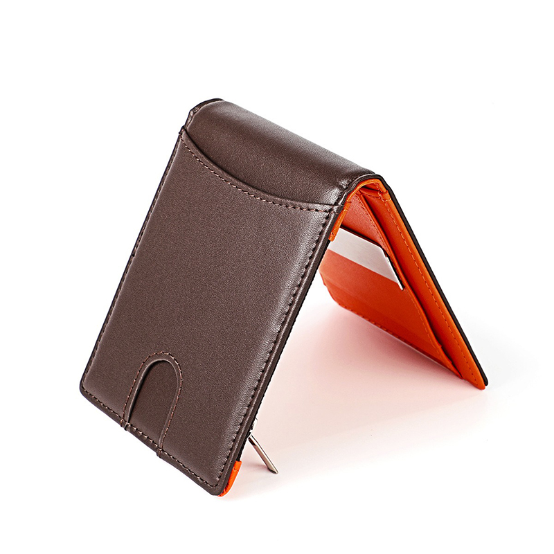 Package Weight 0.1kg Custom Bifold Genuine Leather Wallet with Money Clip and Slots