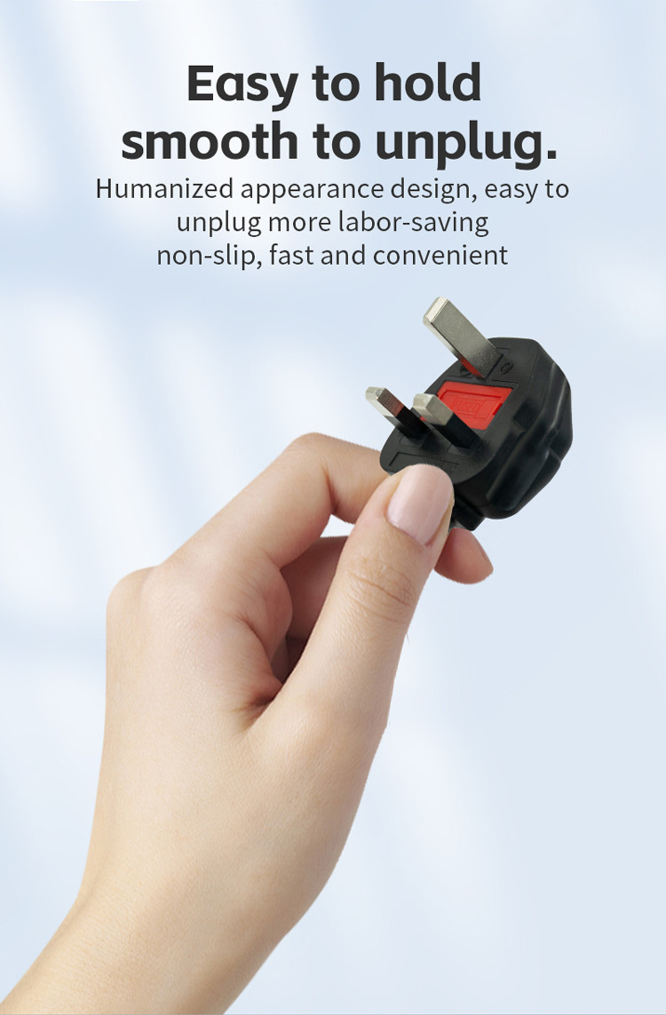 1.5m British Standard Power Cord 0.75 Square Two Core Flat Wire Black Hong Kong Three Plug