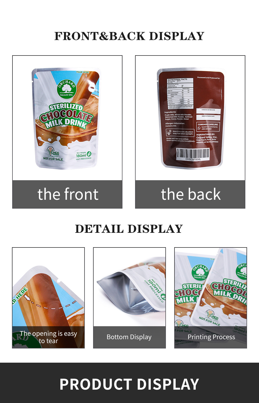 High Temperature Aseptic Foil Sterilizer Pouch For Coconut Milk Roll Film Food Packaging Bag Coconut Milk Packing Bag