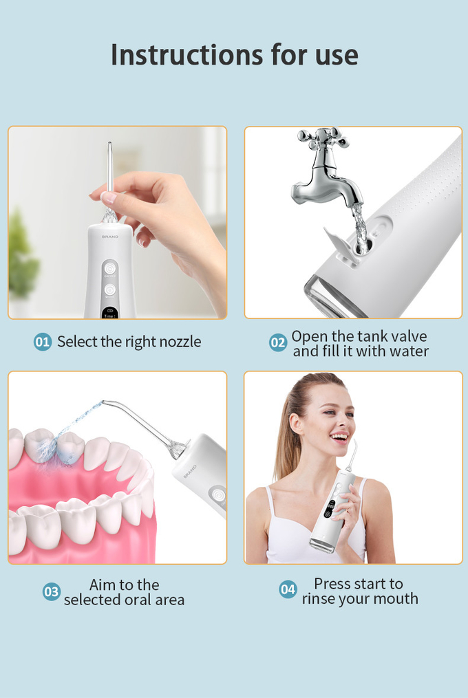 Oral Irrigator Dental Care 350ml Tank LED Display Rechargeable USB Portable Water Flosser