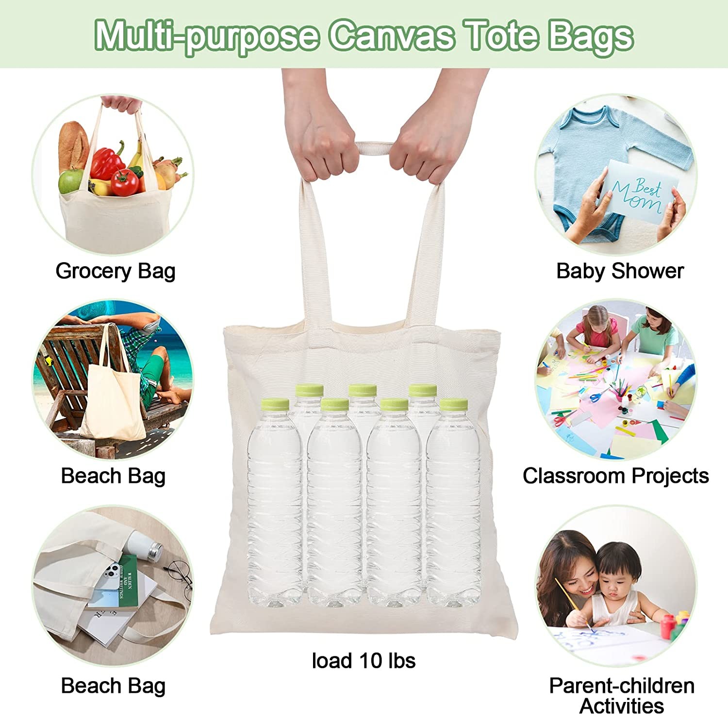 Simple Reusable Gift Cotton Canvas Tote Bag For Shopping