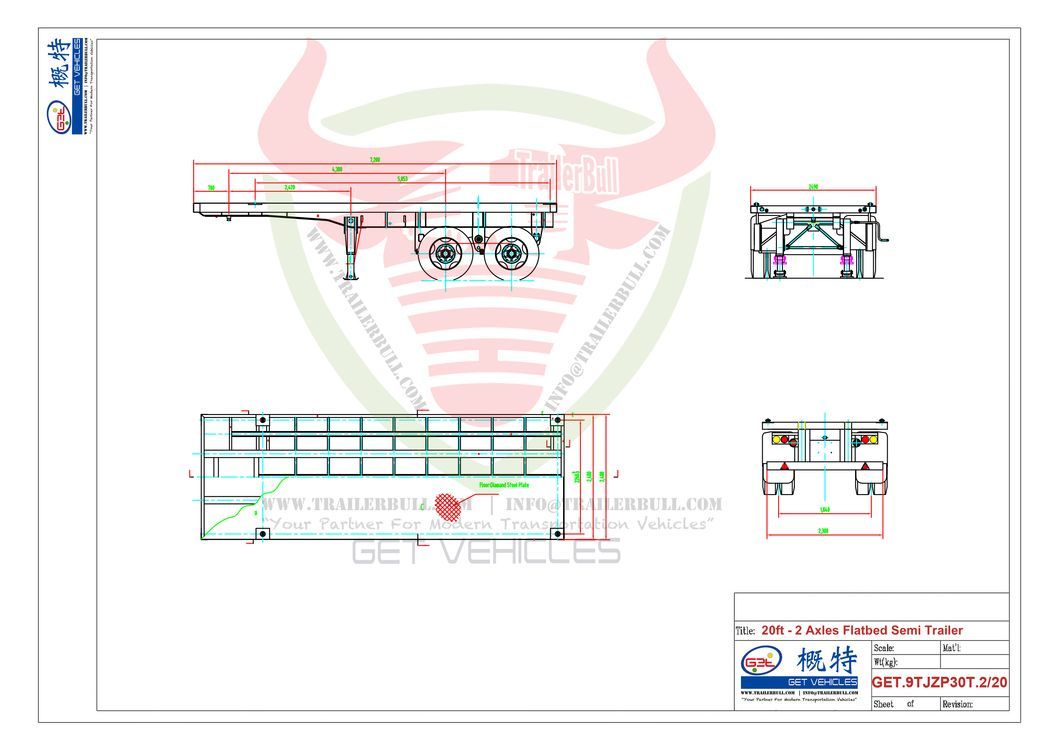 20FT 2 Axles Versatile and Reliable Flatbed Semi-Trailer for Efficient Cargo Transportation
