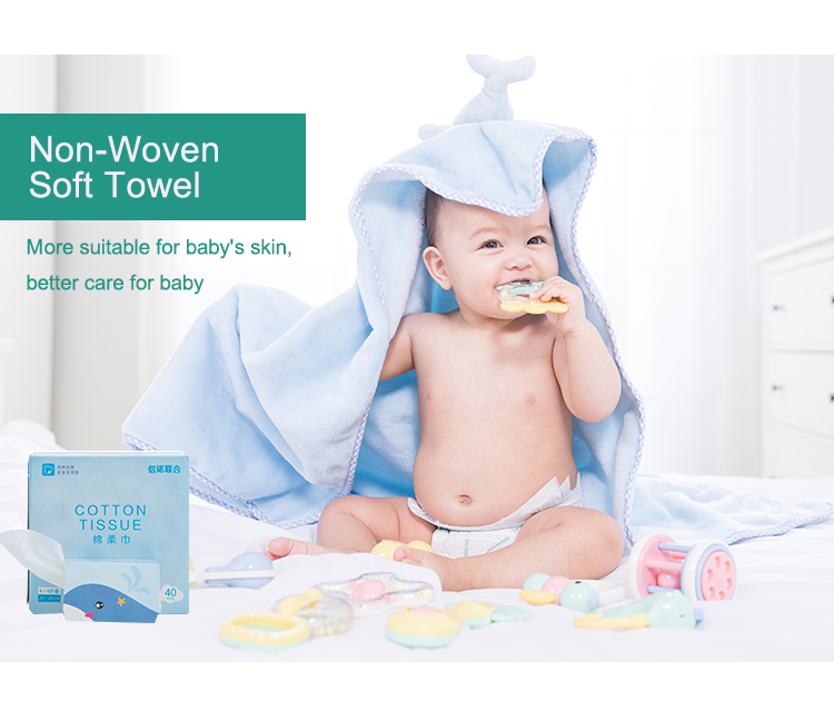 Disposable Nonwoven Dry Wipes Eco Friendly 100% Cotton Facial Tissue For Babies