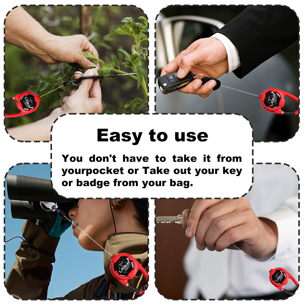 Deyi Badge Reel Retractable Keychain Clip Id Holder Upgraded Stainless Steel Cord Suitable for Men And Wome D Hook