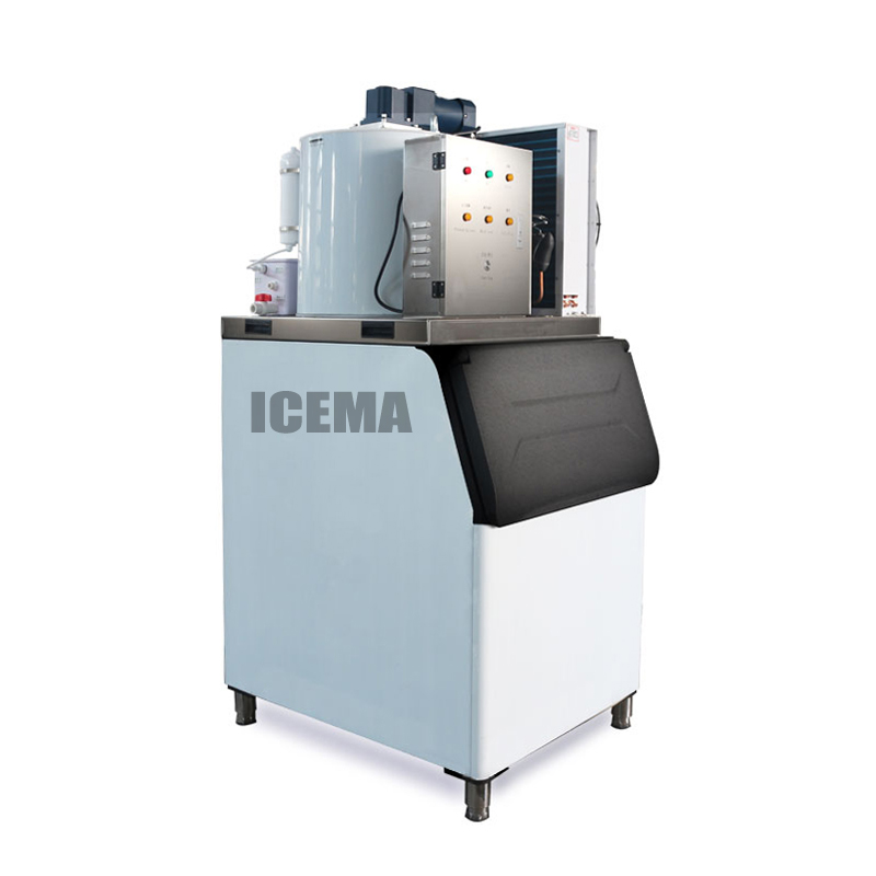 Commercial ICEMA 1T Industrial Flake Ice Machine with 2.1kw Refrigerating Capacity