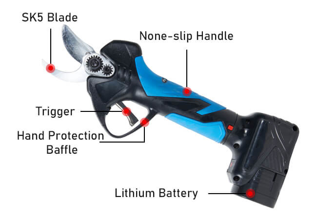 CE Rechargeable Electric Pruning Shears 21V Lithium Battery Branch Cutter