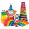 Buy cheap Game 60cm Natural Wooden Rainbow Stacker Baby Laser Carving from wholesalers