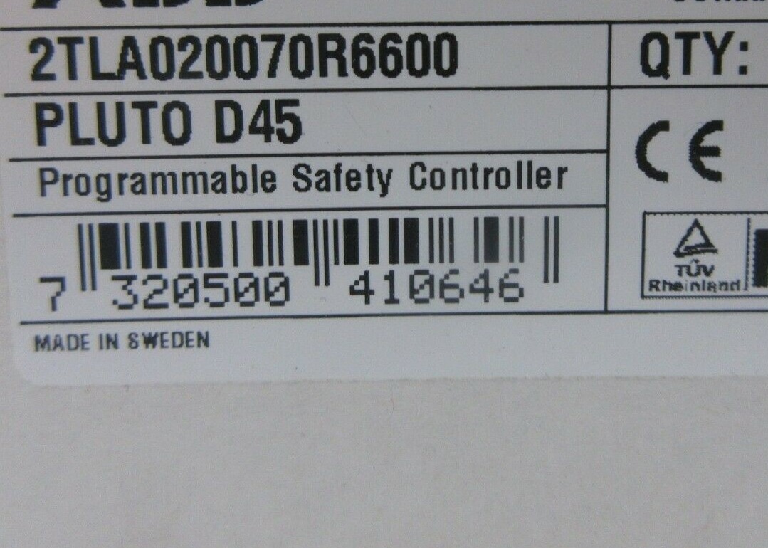 2TLA020070R6600 SAFETY PLC PLUTO D45 WITH PLUTO SAFETY BUS ANALOG INPUTS 45 I/O 8 COMBINED
