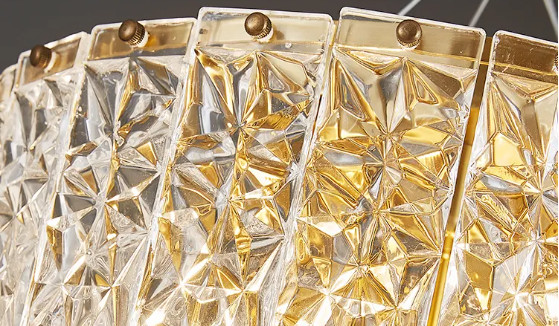 Tricolor Triangular Modern Crystal Chandelier Gold Finish Multiple Processes