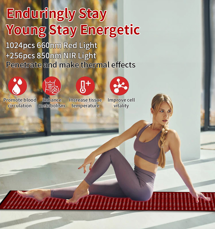 Fitkang125W Black Infrared Red Light Therapy Mat for Full Body Fat Reduction in Black Design