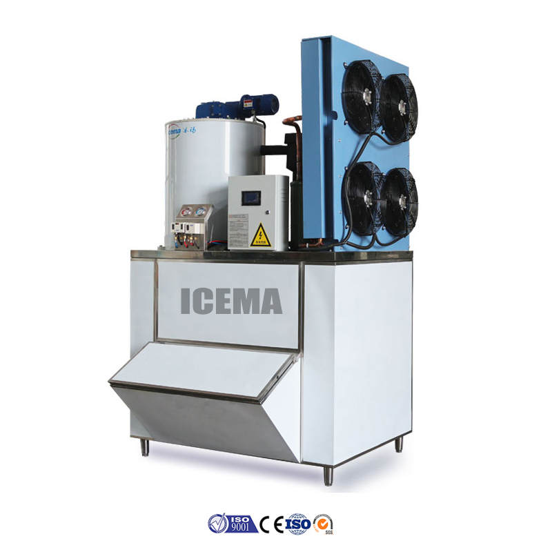 Commercial ICEMA 1T Industrial Flake Ice Machine with 2.1kw Refrigerating Capacity