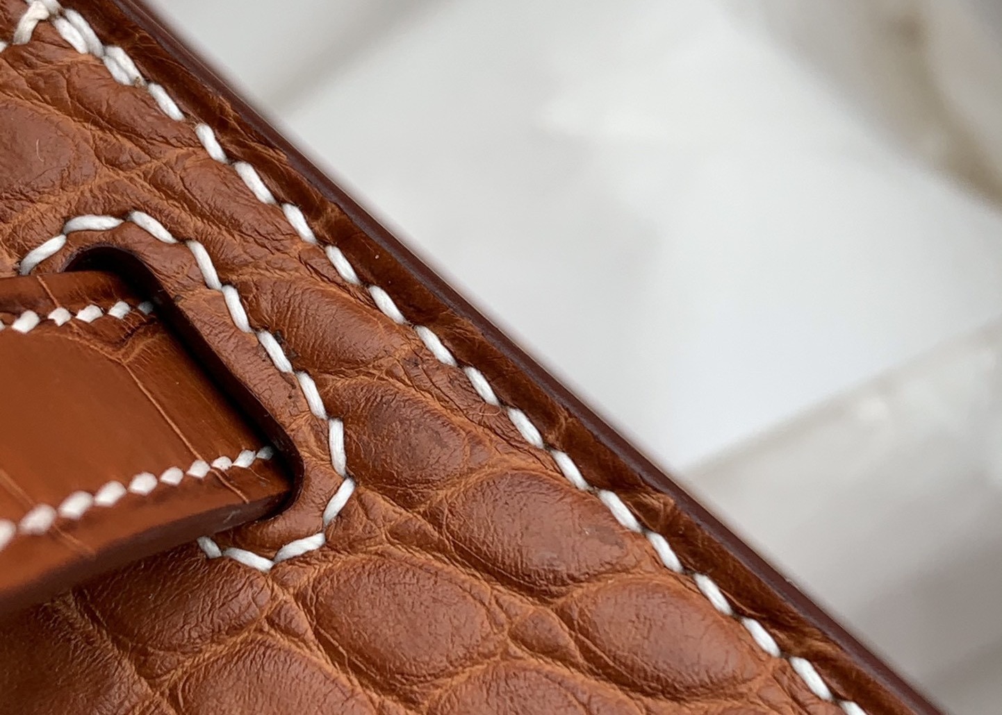Square Crocodile Skin Bag , Yellowish Brown Crocodile Skin Handbag