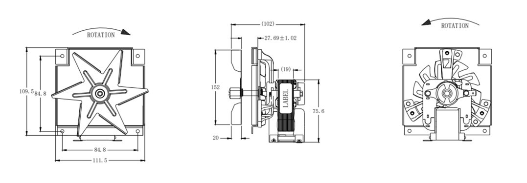 45W 0.4A Hot Air Oven Fan AC Shaded Pole Motor For Room