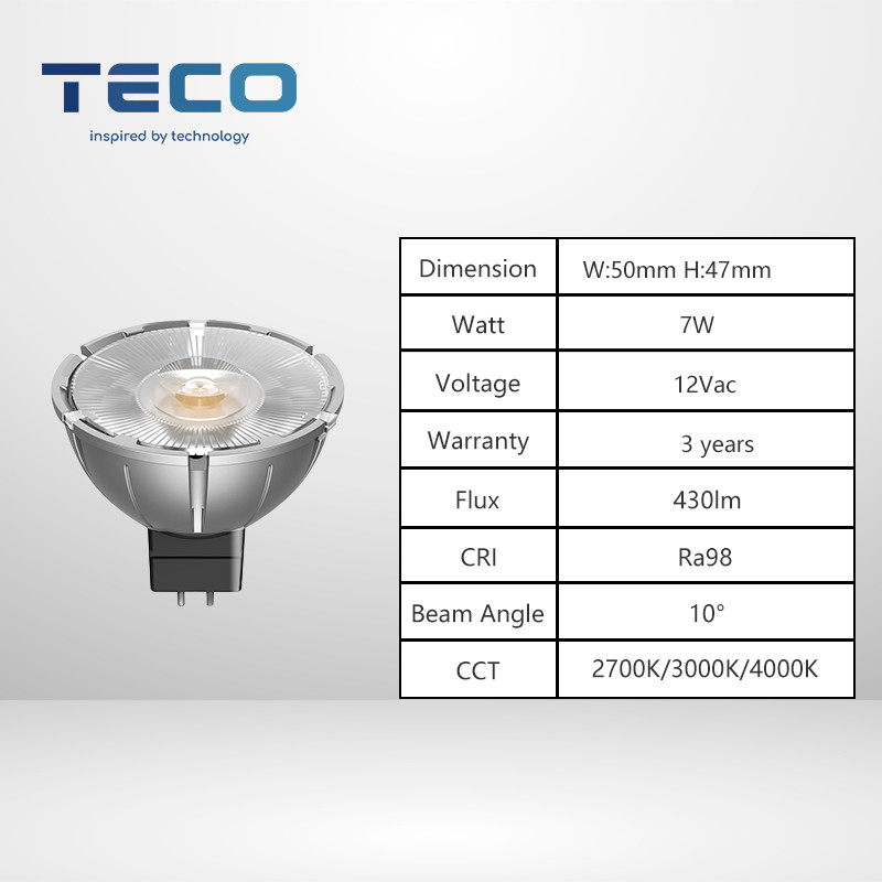 Very Warm White MR16 LED Bulbs 7Watt 2700k MR16 Led Spot 12V Dimmable 10 Degree