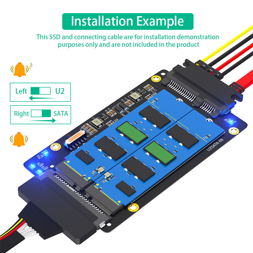 New Version 2 in 1 Combo M.2(NGFF) NVME PCI-E SSD to U.2 SFF-8639 ＆M.2( NGFF) SATA SSD to SATA Adapter