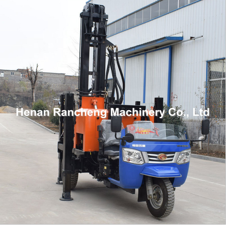 200m 22 HP Futian Brand Tricycle Mounted Hydraulic DTH Drilling Rig With Higher Air Power