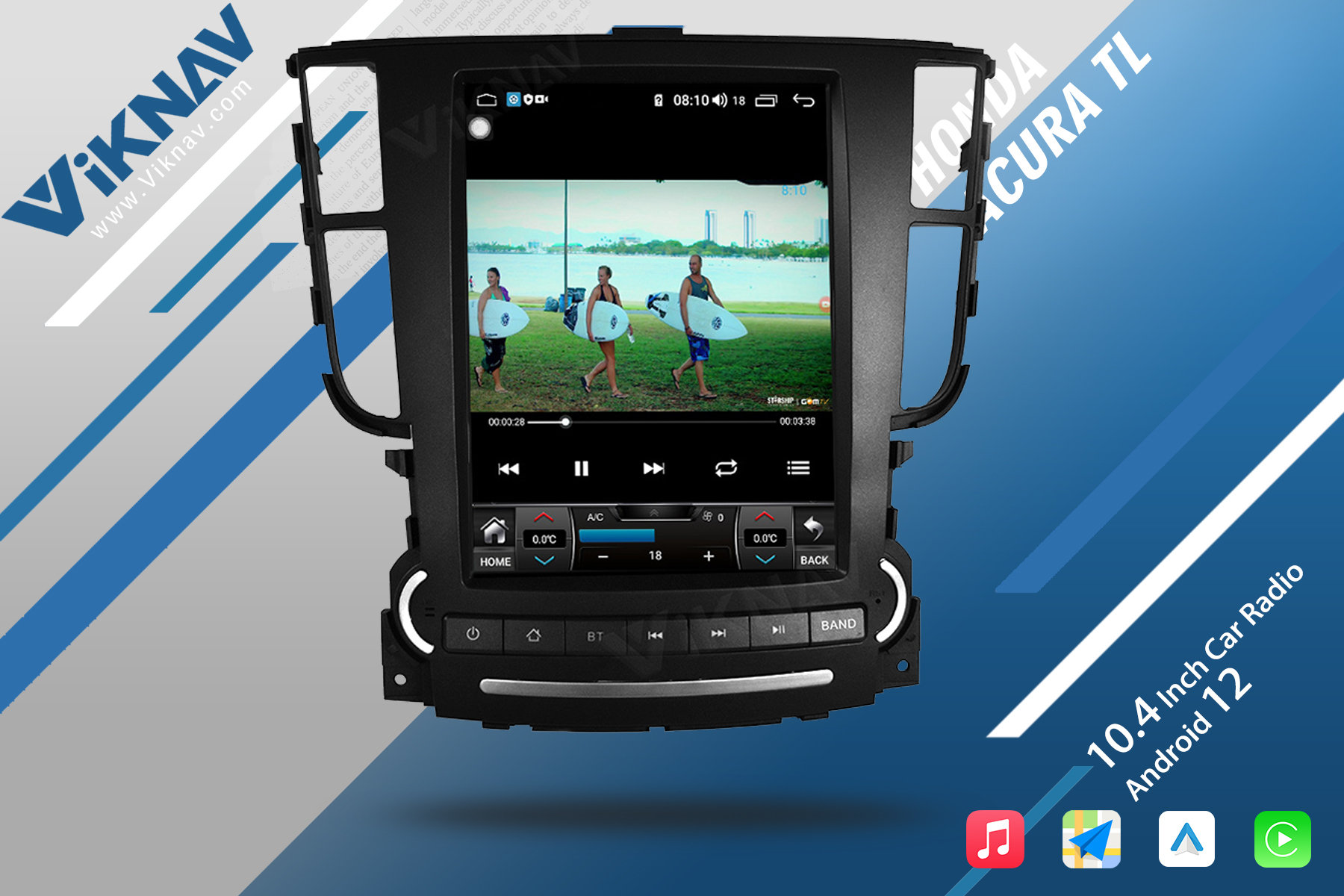 2 Din 2006-2018 Acura TL Honda Tesla Screen Car Radio GPS Navigation Carplay