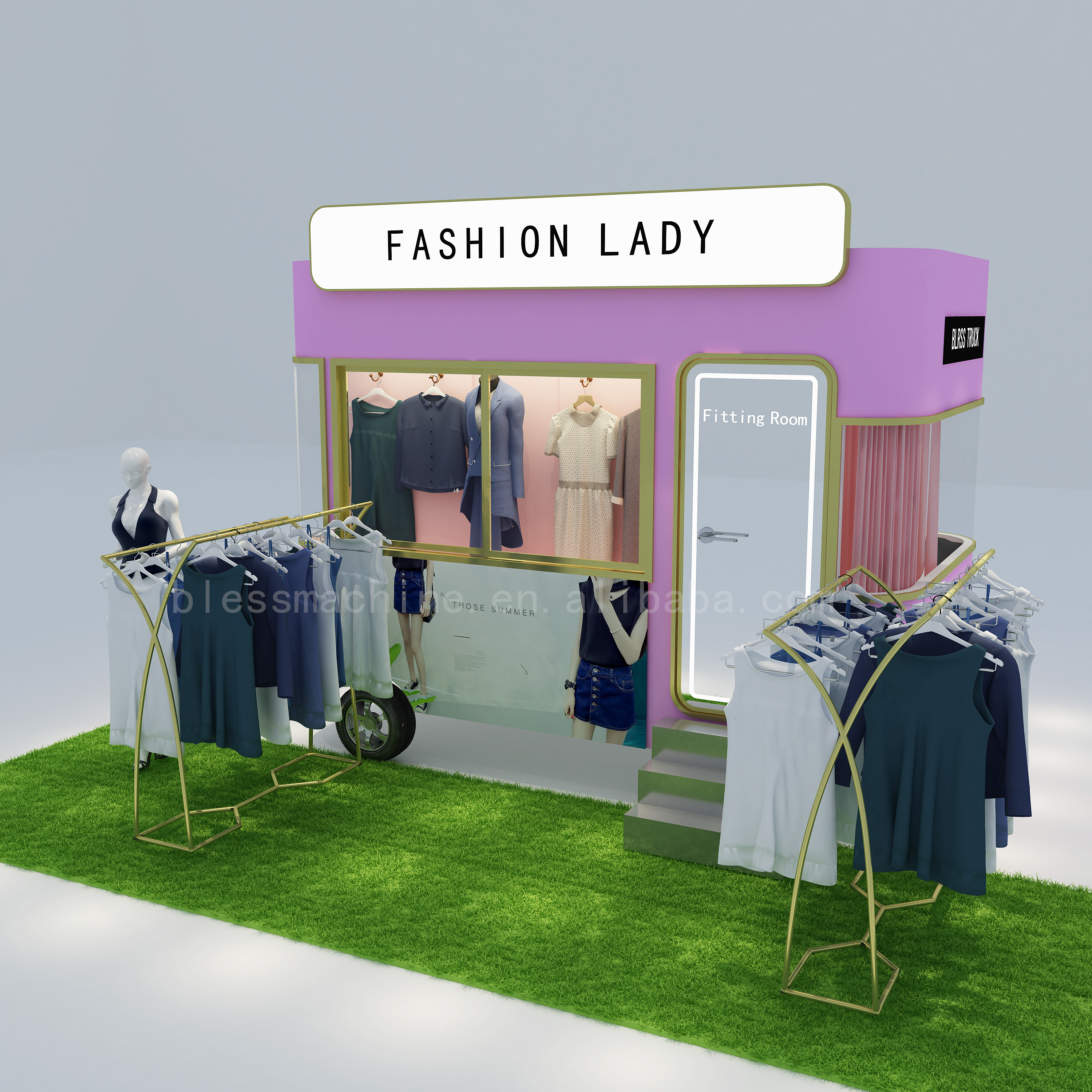 Electric Mobile Fashion T-shirt Jeans Jacket Pants Truck Trailer Cart Boutique 3.0kw