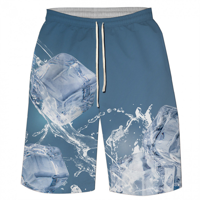 Custom logo Summer Sandy Beach Blank 100% Polyester Designer Inspired Ice Printed Men's Shorts With Pockets