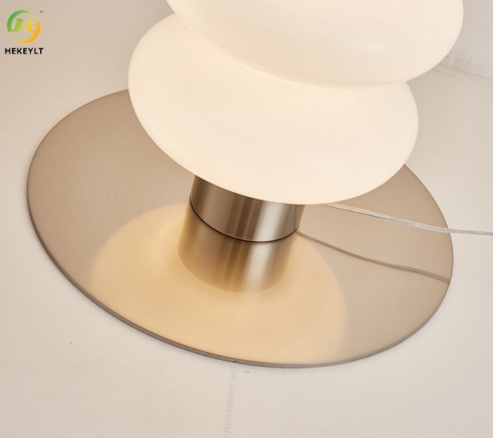 European Modern Living Room Lamp Bedroom Study Sofa White Iron + glass Table Lamp