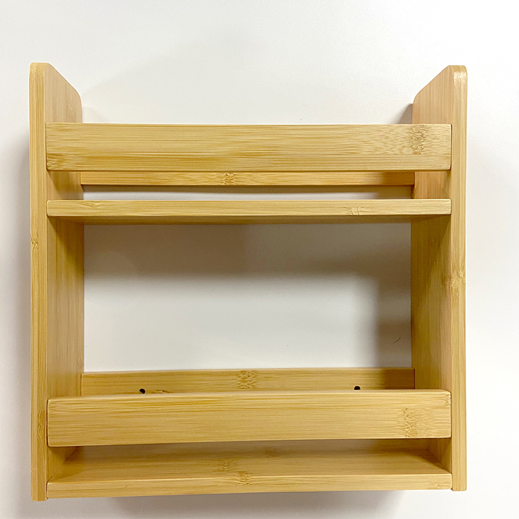 Double-layer Bamboo Spice Rack Holder Organizer 28x28x8cm for Kitchen Accessories