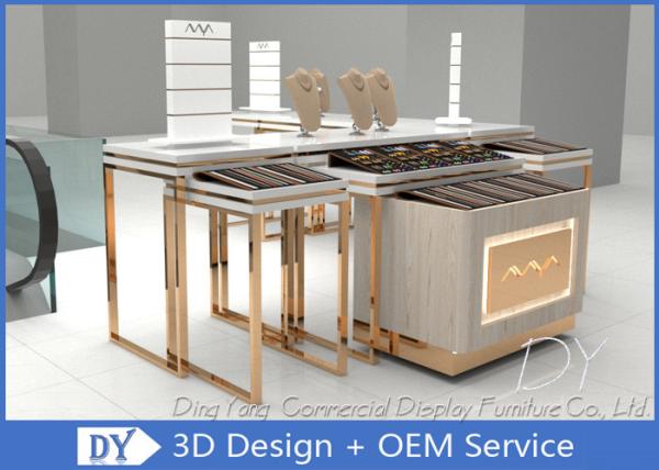 Luxury Jewelry Showcase Display , Melamine Laminated Or Painting Metal Jewelry