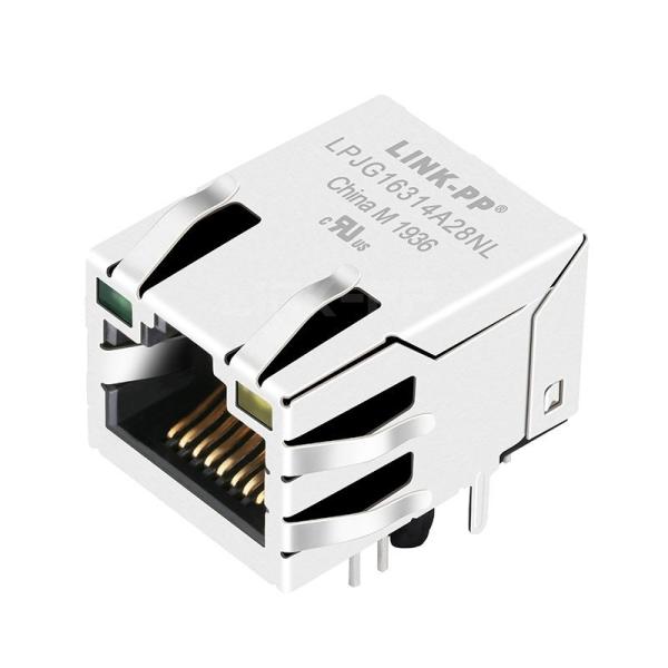 LPJG16314A28NL 100/1000 Base-T Tab Up Green/Yellow Led Single Port Shielded RJ