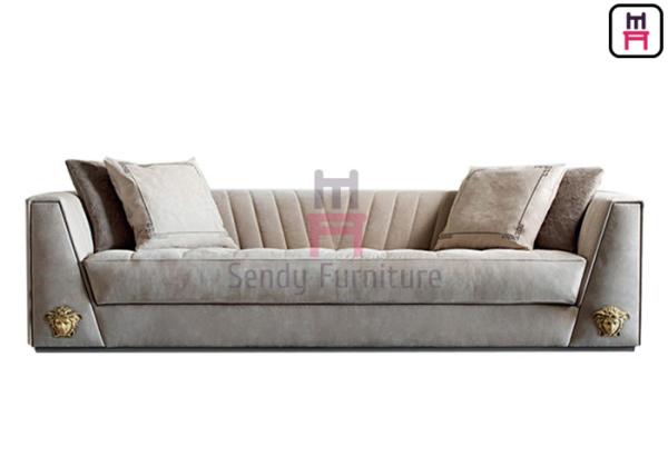 3 Seater Restaurant Sofa Chair Upholstered Fabric / Leather Arm With LOGO