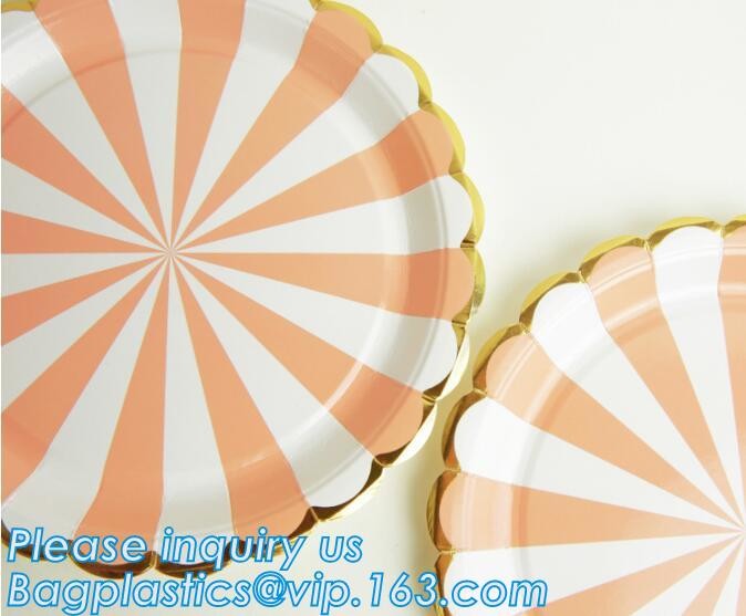 Party supplies, custom printing table rose gold paper biodegradable dinner disposable plate,Compostable Eco Friendly Env