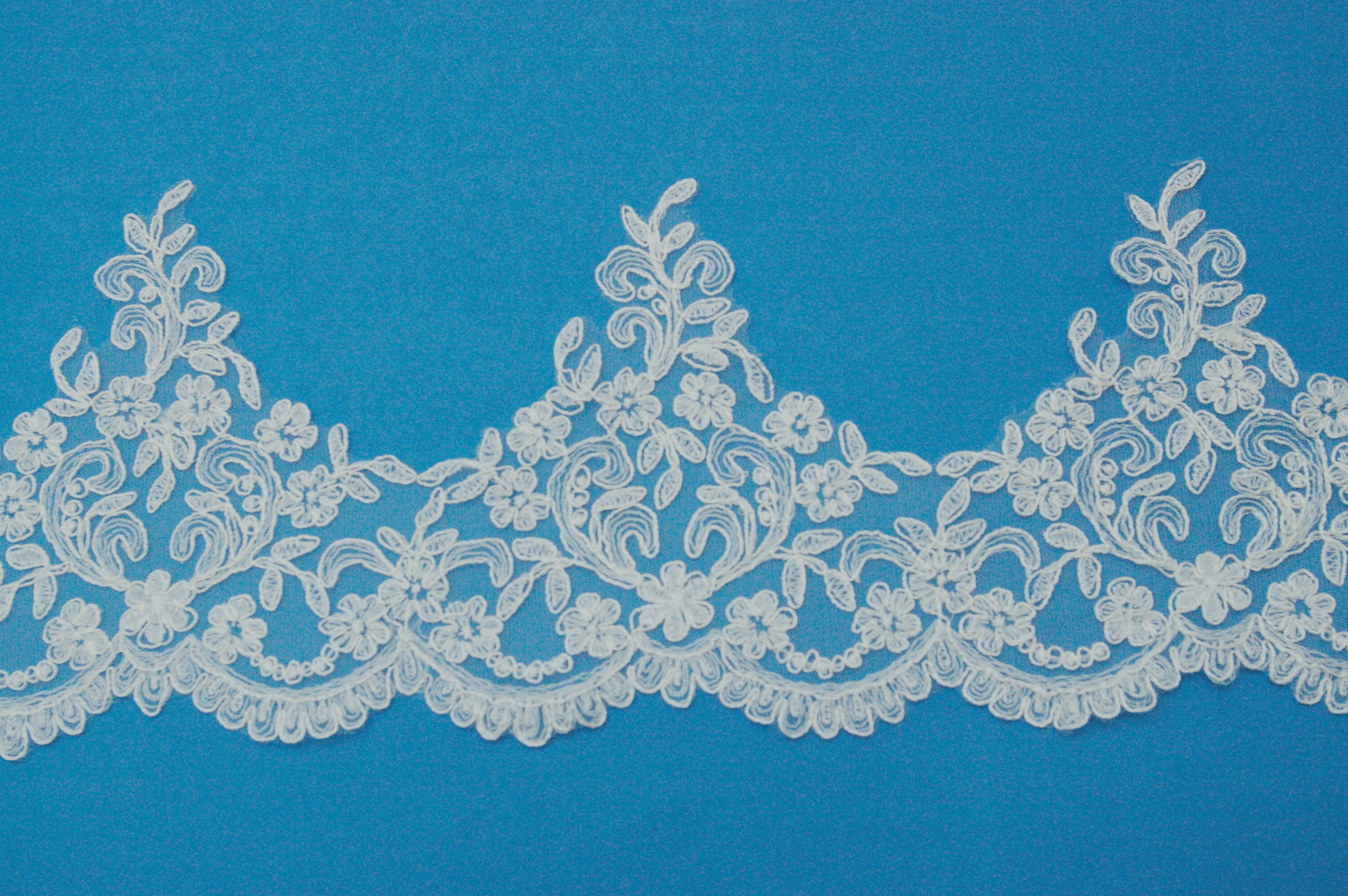 Embroidery Tulle Lace Border Beautiful Cord Lace Trimming For Wedding Dress